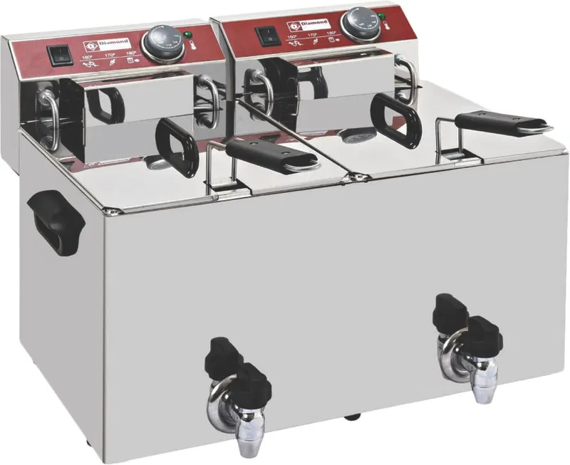 Asztali elektromos 2x8 literes fritőz fedővel