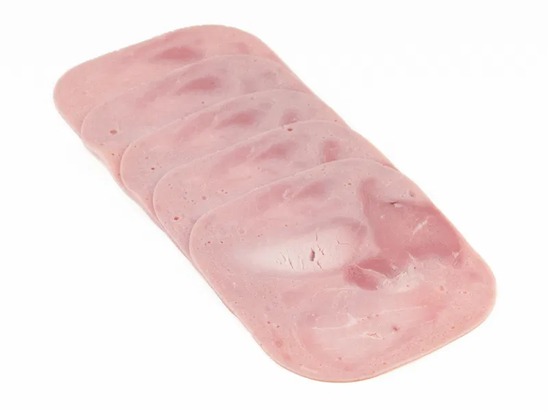 Ham cube shaped, sliced