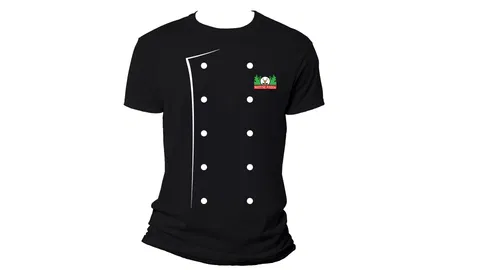 Póló környakas chef mintával fekete "XL"