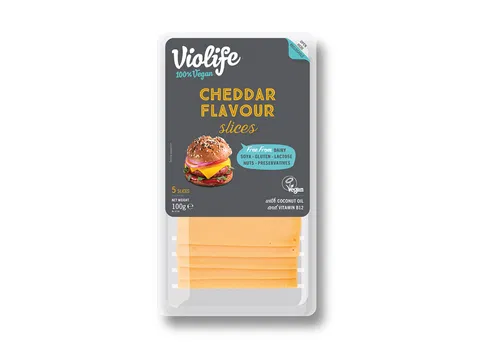 Cheddar ízesítésű növényi szeletek Violife 100 g/cs