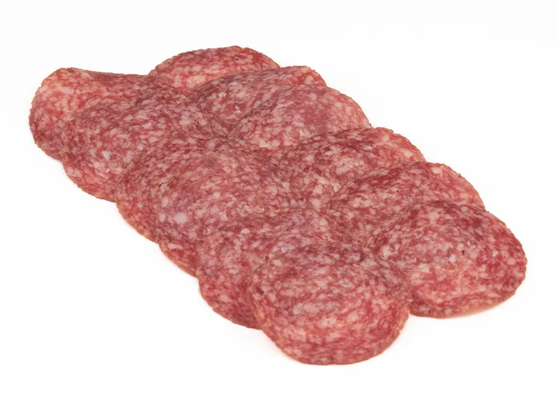 Kaiser sliced, aged salami delicacy  