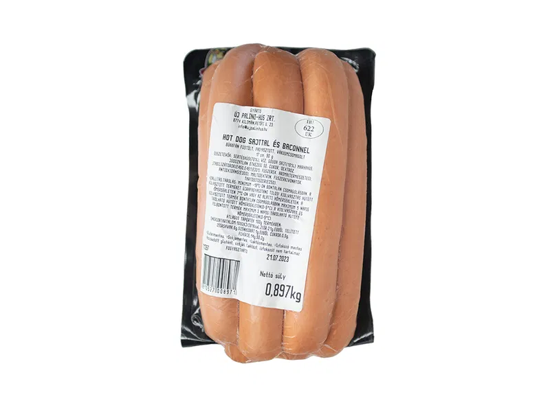 Hot Dog Wurst mit Käse und Bacon