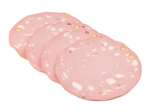 Mortadella with pistachio sliced
